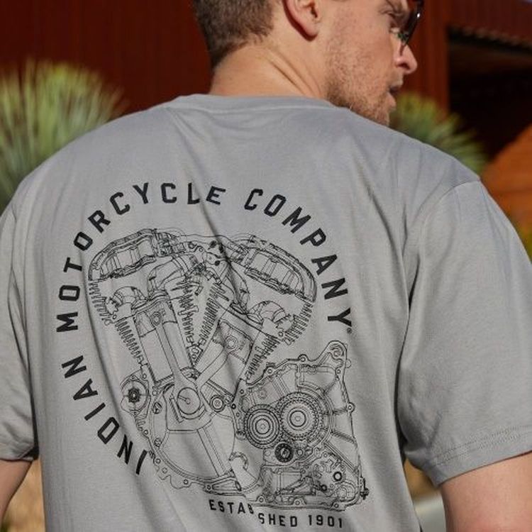 Indian Motorcycle Circle Engine T-Shirt - Grey