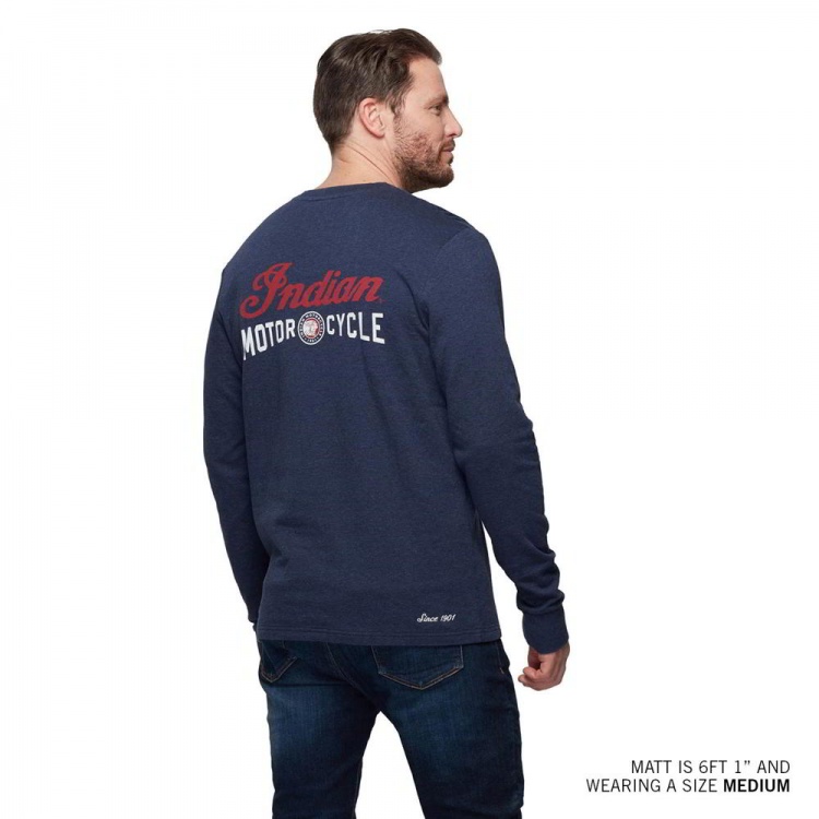 Indian Motorcycle Duofold Henley Long Sleeve T-Shirt - Navy