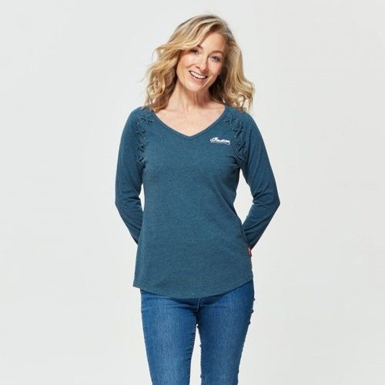 Indian Women's Long Sleeve Laced T-Shirt - Teal