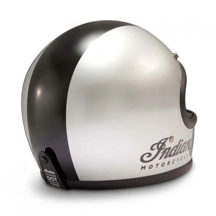 Indian Motorcycle Silver Retro Full Face Helmet Gloss Stripe