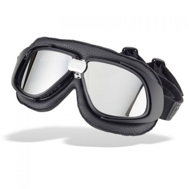 Bandit Classic Motorcycle Goggles - Black with Mirror Chrome Lens
