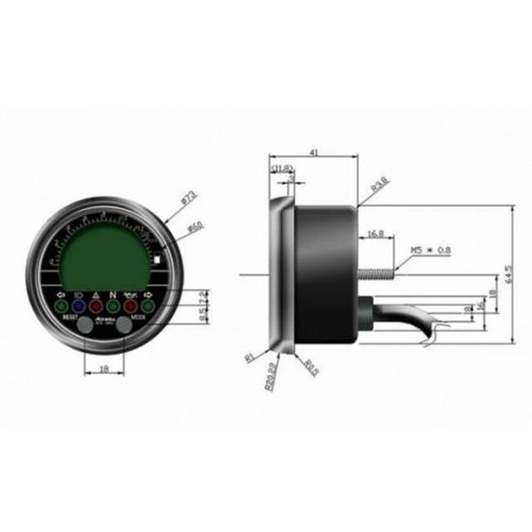 Acewell ACE-2956+ Round Speedometer & Tachometer Plastic Case