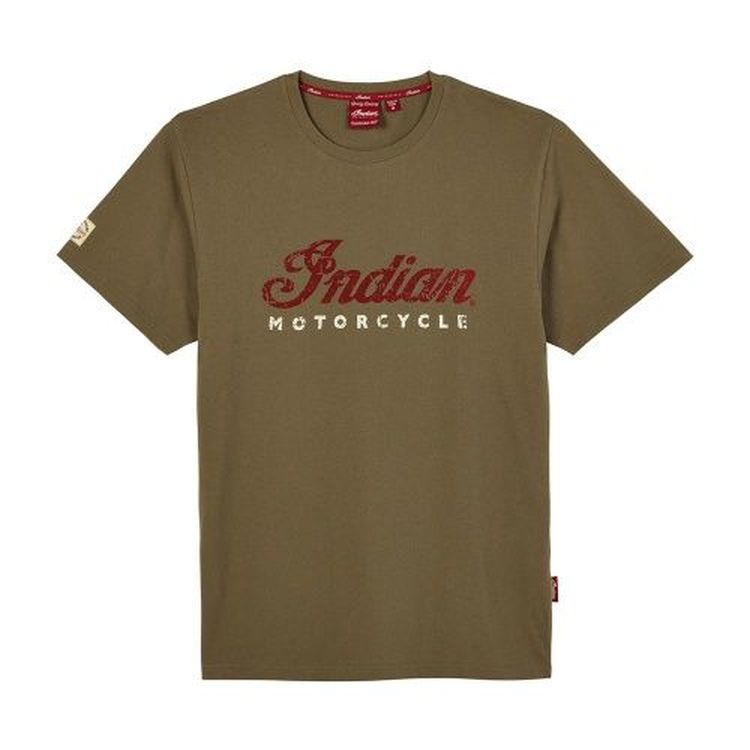 Indian Motorcycle 2 Colour Script T-Shirt - Khaki