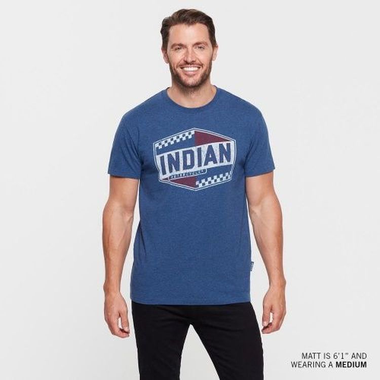 Indian Motorcycle Racing Graphic Tee - Blue