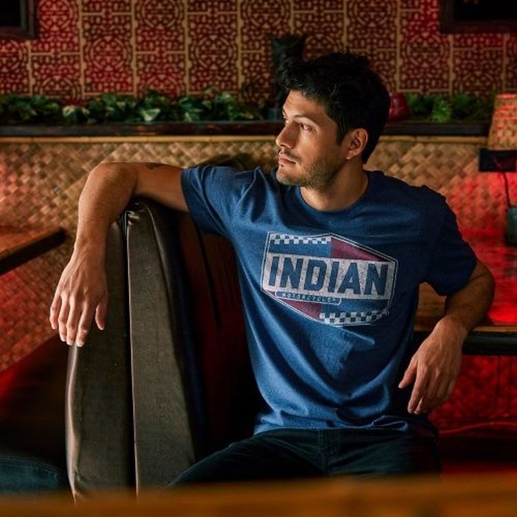 Indian Motorcycle Racing Graphic Tee - Blue