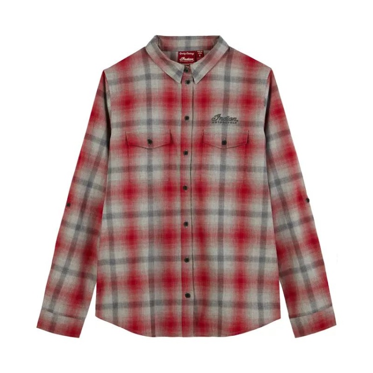 Indian Motorcycle Women's Icon Plaid Shirt - Red