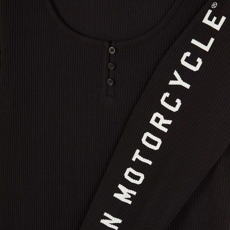 Indian Motorcycle Women's Print Henley Long Sleeve T-Shirt - Black