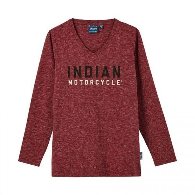 Indian Motorcycle Women's Watercolor Logo Long Sleeve T-Shirt - Red