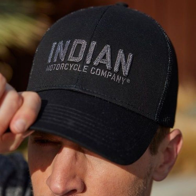 Indian Motorcycle Chain Stitch Embroidery Cap - Black