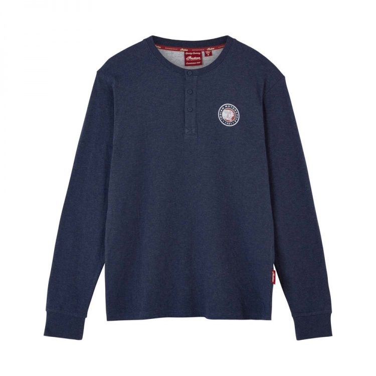 Indian Motorcycle Duofold Henley Long Sleeve T-Shirt - Navy