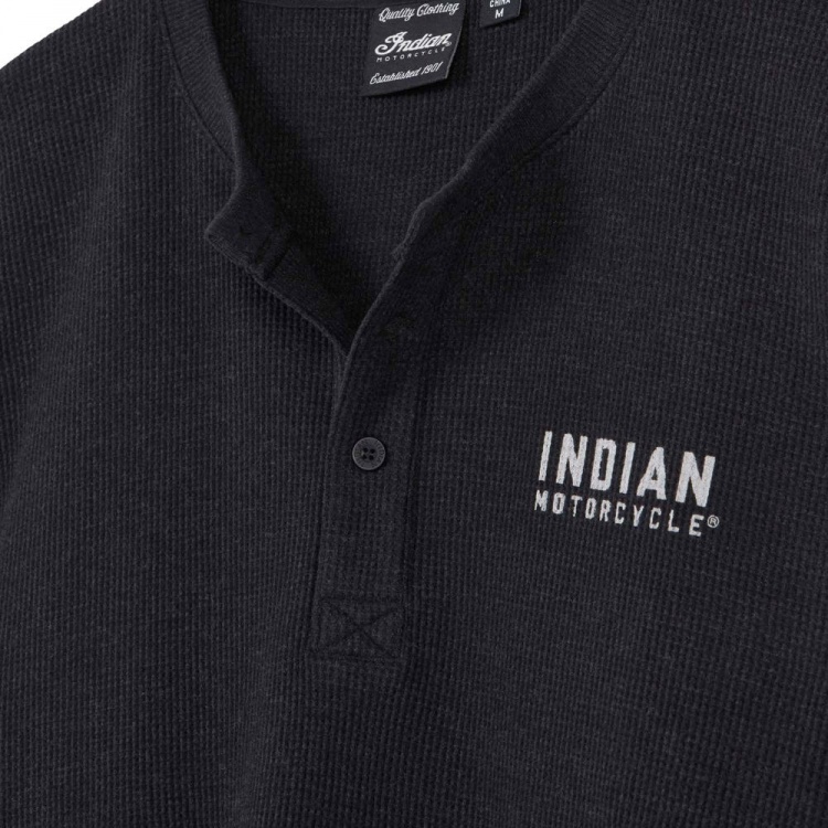 Indian Motorcycle Custom Built Henley Long Sleeve T-Shirt - Black