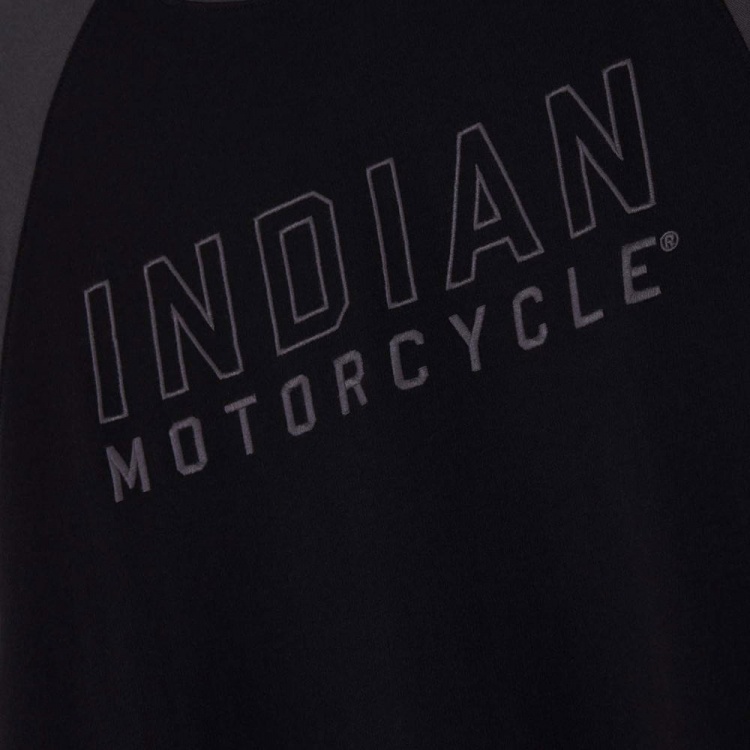 Indian Motorcycle Outline Embroidery Raglan T-Shirt - Black
