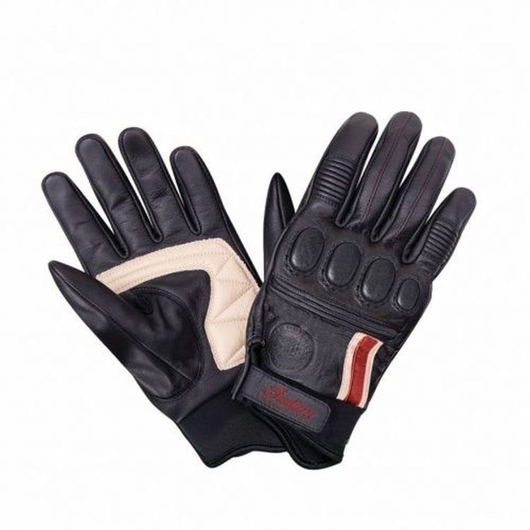 Indian Men's Leather Retro 2 Riding Gloves Black