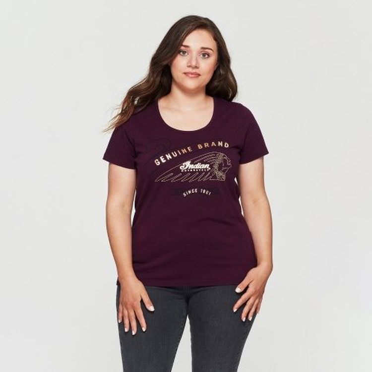 Indian Women's Gold Embroidery T-Shirt - Purple