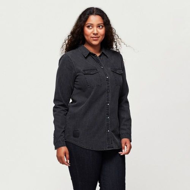 Indian Women's Washed Denim Shirt - Black