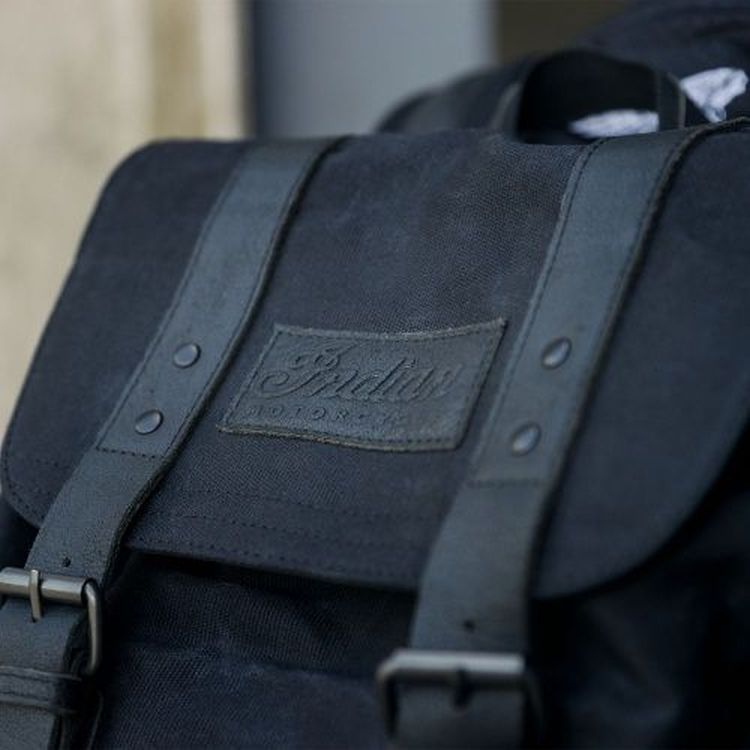 Indian Motorcycle Waxed Canvas Backpack - Black