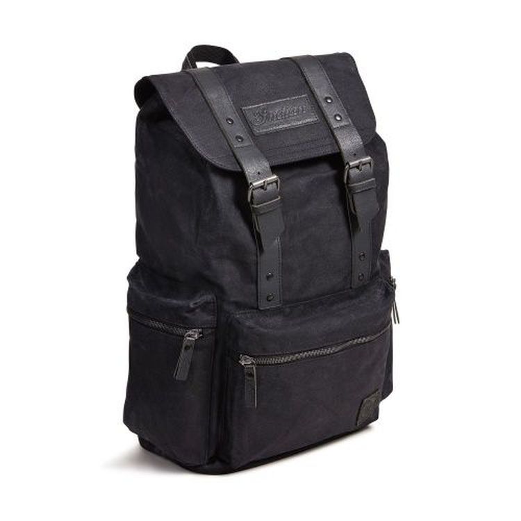 Indian Motorcycle waxed canvas backpack (black)