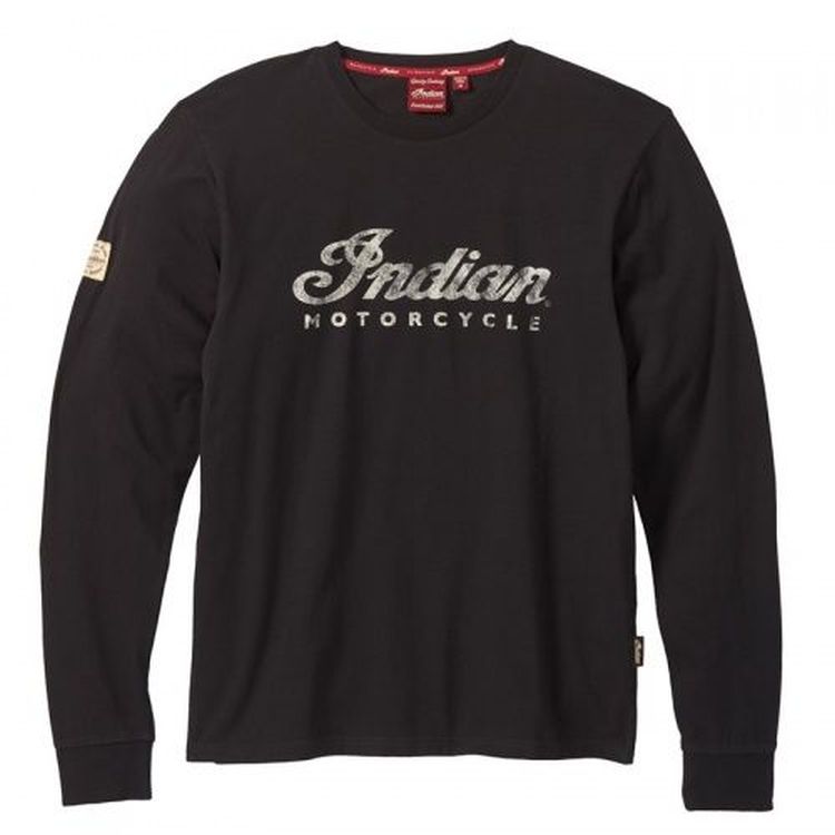 Indian Motorcycle Long Sleeve Script Logo T-Shirt - Black