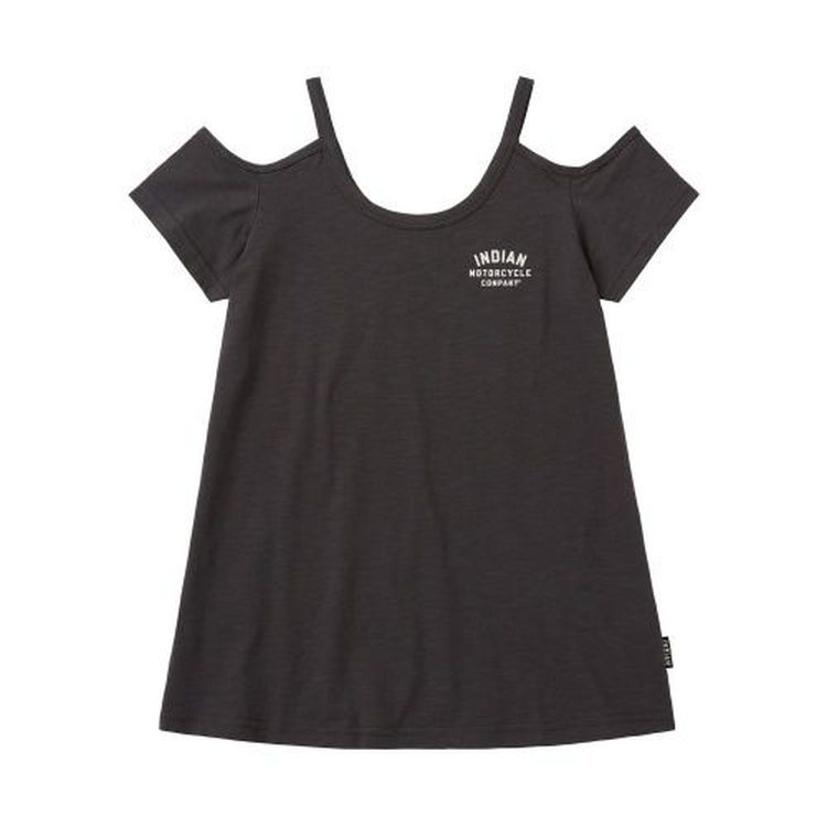 Indian Motorcycle Womens Off Shoulder T-Shirt - Charcoal