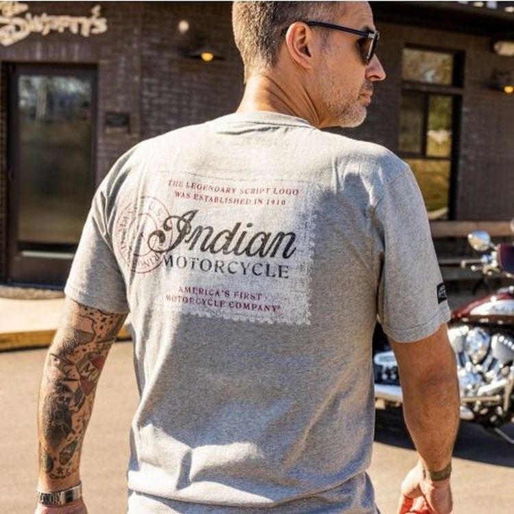 Indian Motorcycle 1910 Script T-Shirt - Grey