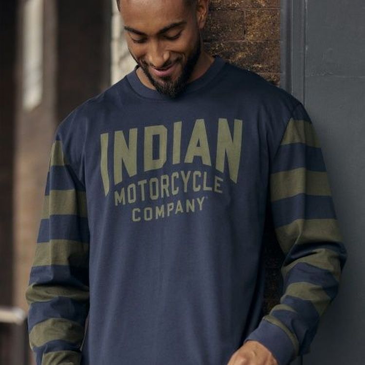 Indian Motorcycle Stripe Long-Sleeve T-Shirt - Navy