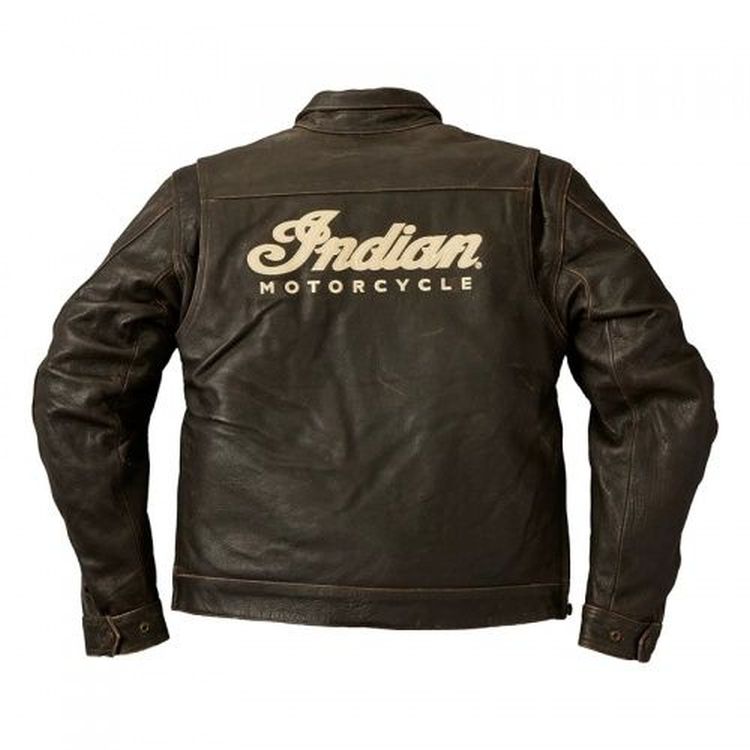 Indian Motorcycle Men's Leather Classic Riding Jacket with Removable Lining - Dark Brown