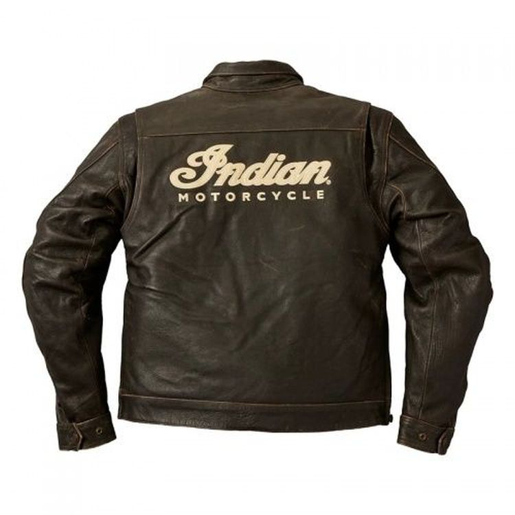 Indian Motorcycle Men's Classic Leather Riding Jacket (dark brown