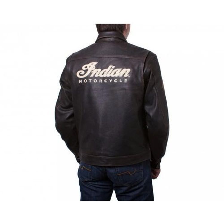 Indian Motorcycle Men's Leather Classic Riding Jacket with Removable Lining - Dark Brown