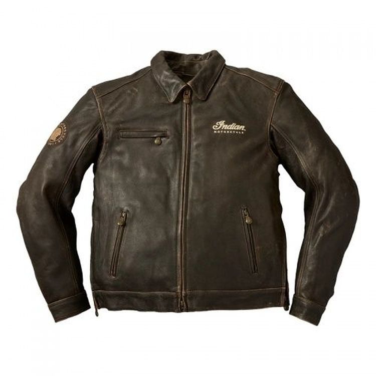 Indian Motorcycle Men's Classic Leather Riding Jacket - Dark Brown