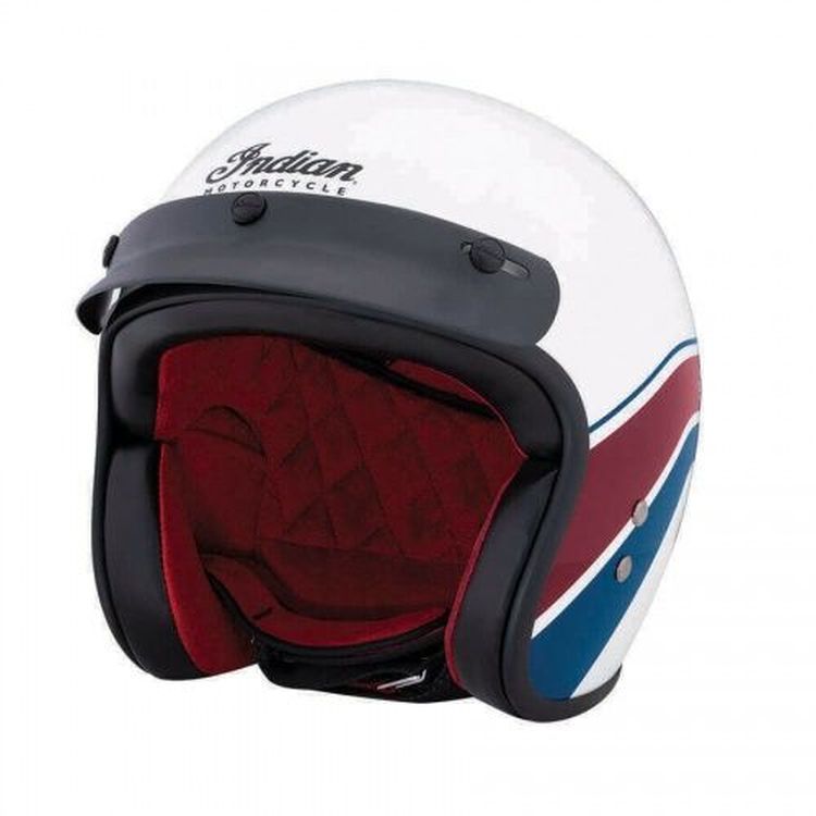 Indian Motorcycle Retro Open Face Helmet with Stripe and Checkers