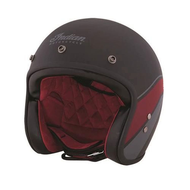 Indian Motorcycle Retro Open Face Helmet with Stripe and Checker