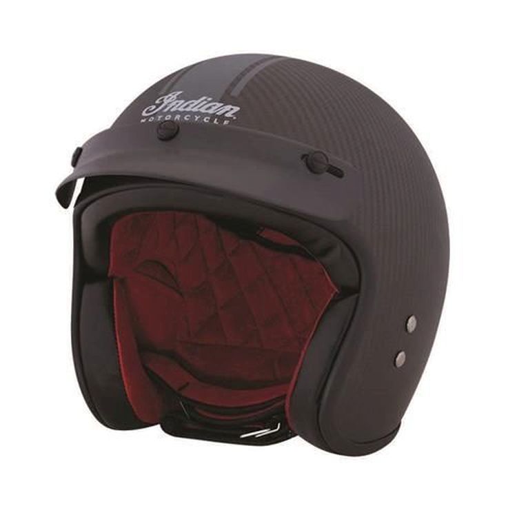 Indian Motorcycle Open Face Carbon Fibre Retro Helmet with Stripes