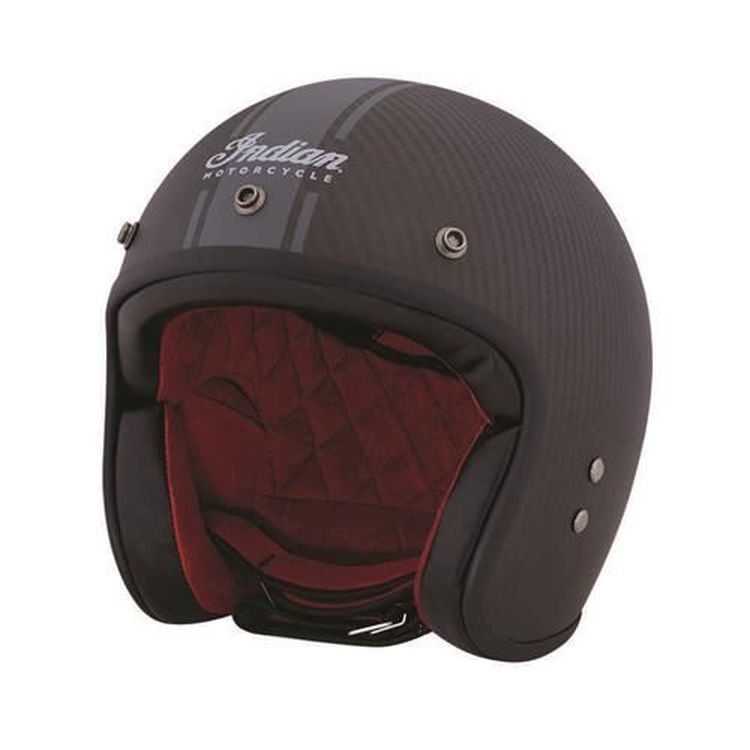 Indian Motorcycle Open Face Carbon Fibre Retro Helmet with Stripes