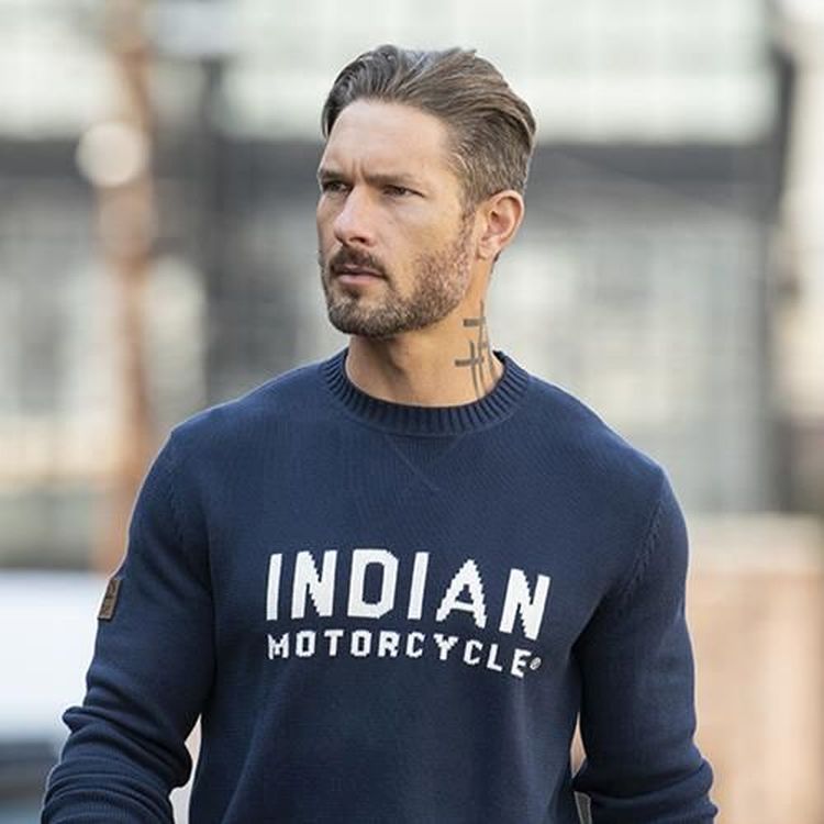 Indian Motorcycle Jacquard Knit Sweater / Jumper / Pullover - With Block Logo