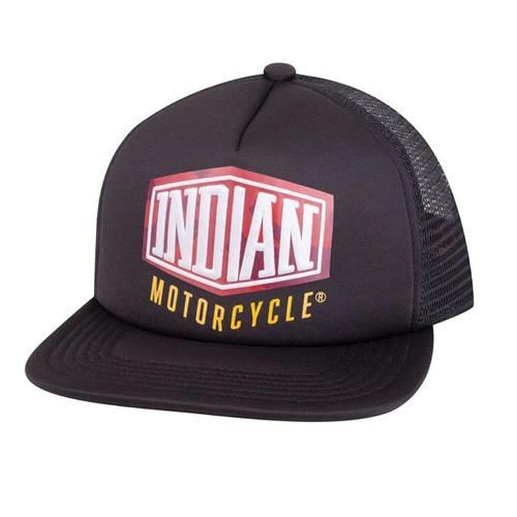 Indian Motorcycle Flatbill Camo Trucker Hat Black