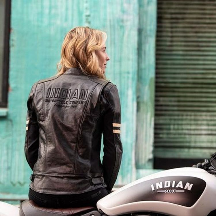 Indian Motorcycle ladies 'Blake' leather riding Jacket with removable liner - black