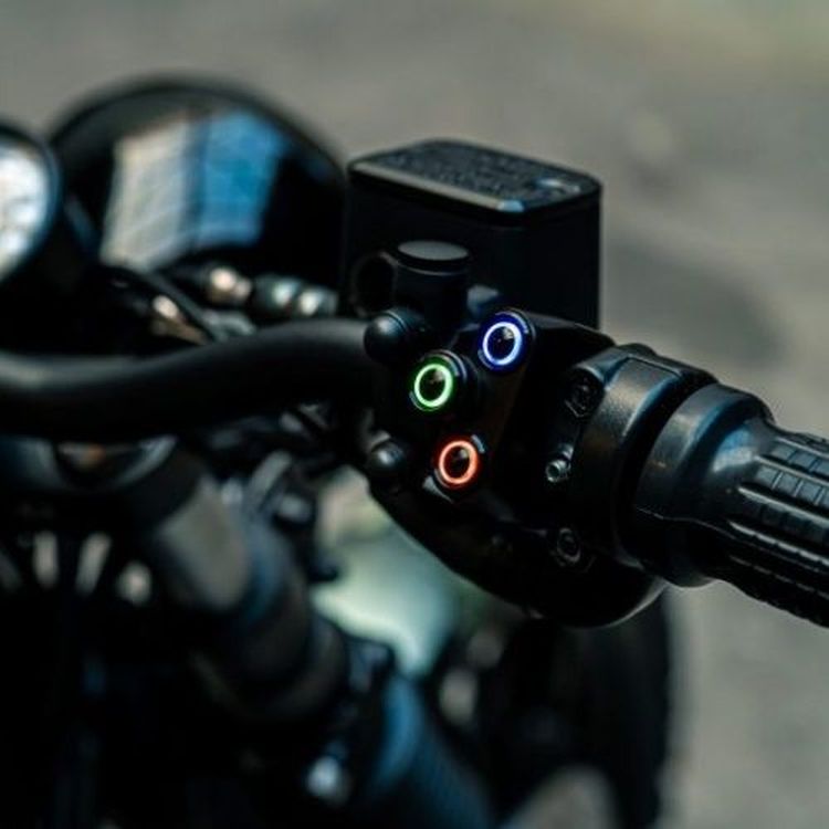 Rebelmoto 4 LED Button Billet Aluminium Polished Handlebar Switch Gear