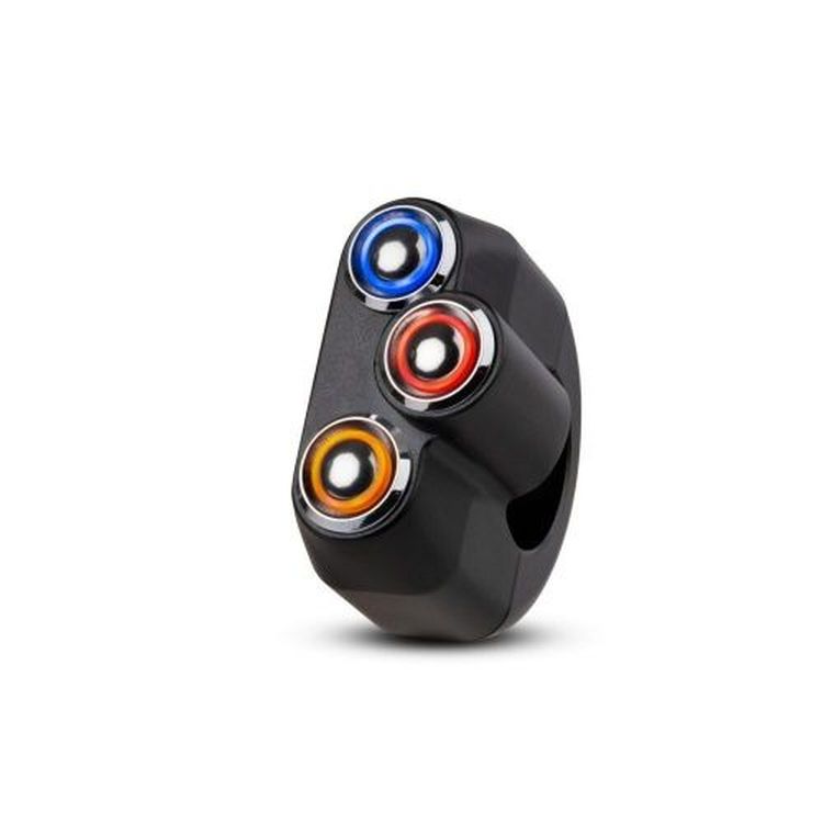 Rebelmoto 4 LED Button Billet Aluminium Polished Handlebar Switch Gear