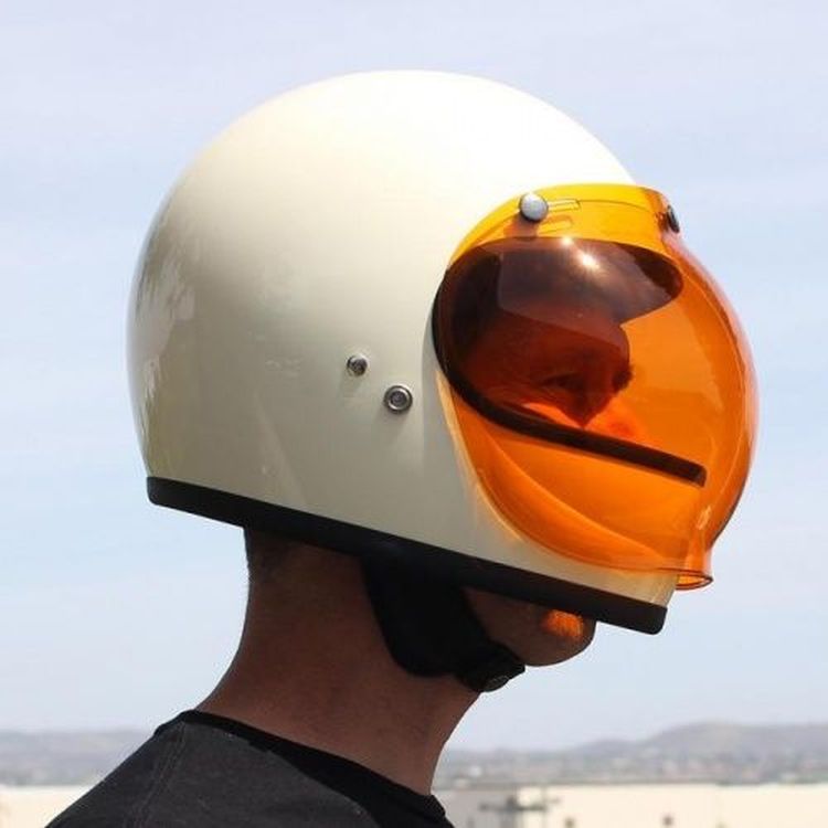 Biltwell Open Face Motorcycle Helmet Bubble Shield Visor Anti-Fog - Amber
