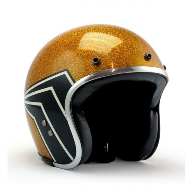 Roeg JETTson 2.0 x 13 1/2 Open Face Helmet, Skull Bucket Gold Metal Flake