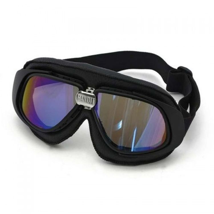 Bandit Classic Motorcycle Goggles - Black with Mirror Iridium Lens