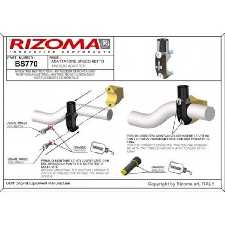 Rizoma Mirror Adapter BS770