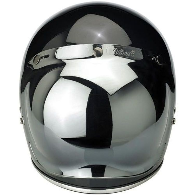 Biltwell Open Face Motorcycle Helmet Bubble Shield Visor Anti-Fog - Chrome Mirror