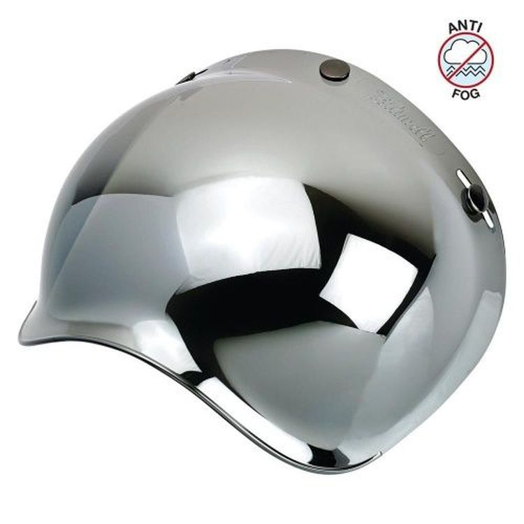 Biltwell Open Face Motorcycle Helmet Bubble Shield Visor Anti-Fog - Chrome Mirror