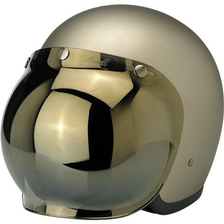 Biltwell Open Face Motorcycle Helmet Bubble Shield Visor Anti-Fog - Gold Mirror