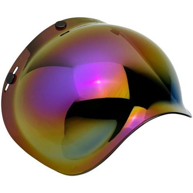 Biltwell Open Face Motorcycle Helmet Bubble Shield Visor Anti-Fog - Rainbow Mirror