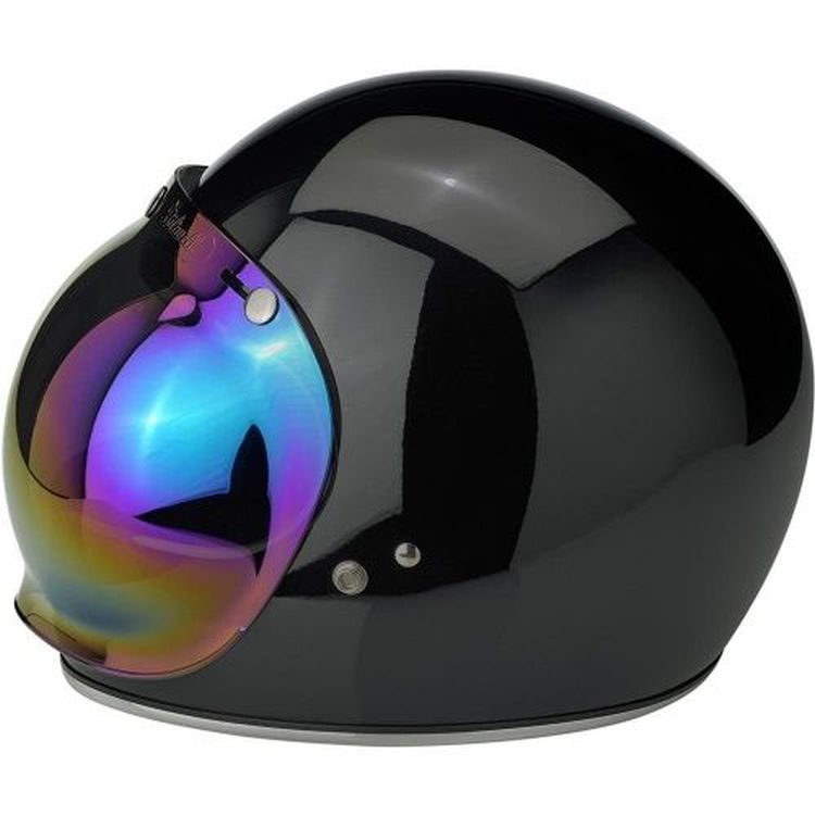 Biltwell Open Face Motorcycle Helmet Bubble Shield Visor Anti-Fog - Rainbow Mirror