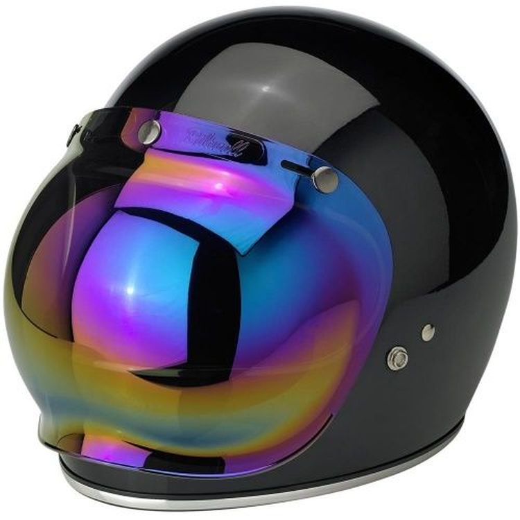 Biltwell Open Face Motorcycle Helmet Bubble Shield Visor Anti-Fog - Rainbow Mirror