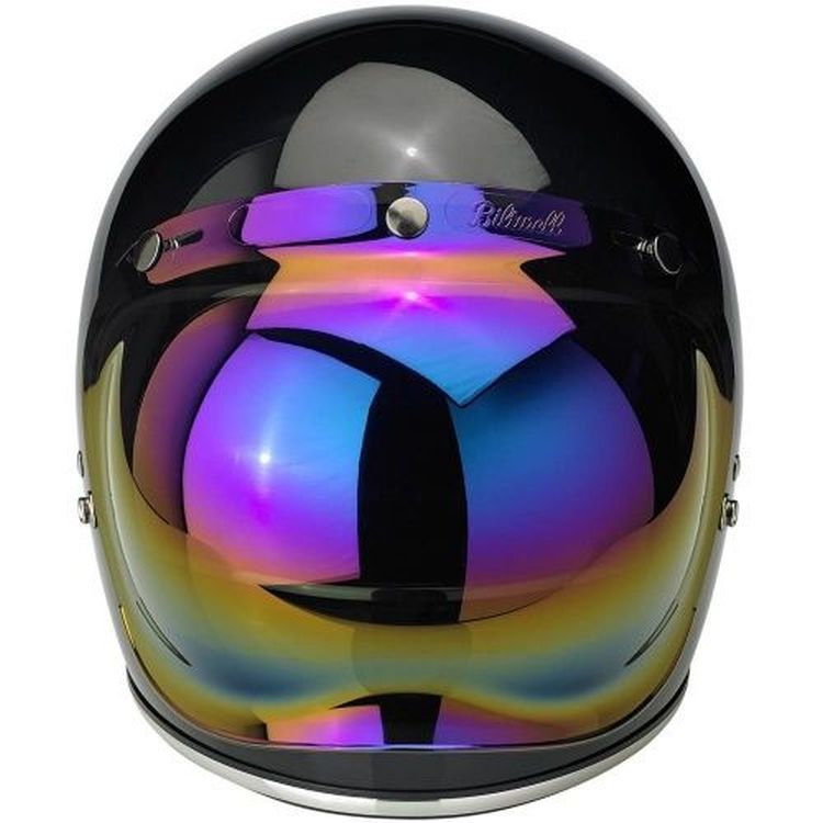 Biltwell Open Face Motorcycle Helmet Bubble Shield Visor Anti-Fog - Rainbow Mirror