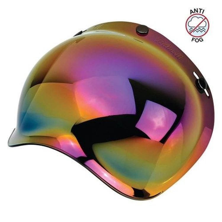 Biltwell Open Face Motorcycle Helmet Bubble Shield Visor Anti-Fog - Rainbow Mirror